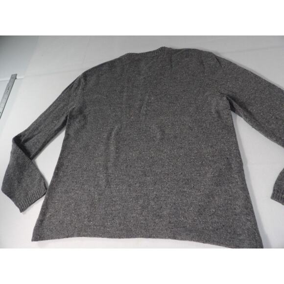 Woolrich Large Wool Sweater Gray V Neck Lambswool Gray Heather Fishermen Grandpa - Picture 11 of 11